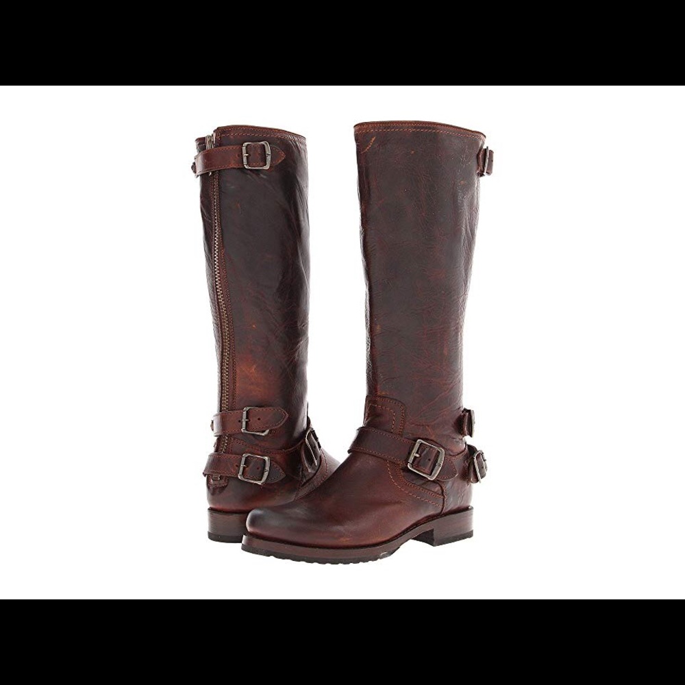 NEW FRYE VERONICA BACK ZIP Brown Stone Antique 6